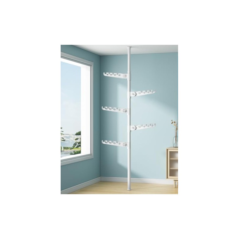 LIYIVNAA 5-Tier Clothes Drying Rack Telescopic Coat Hanger Garment Stand