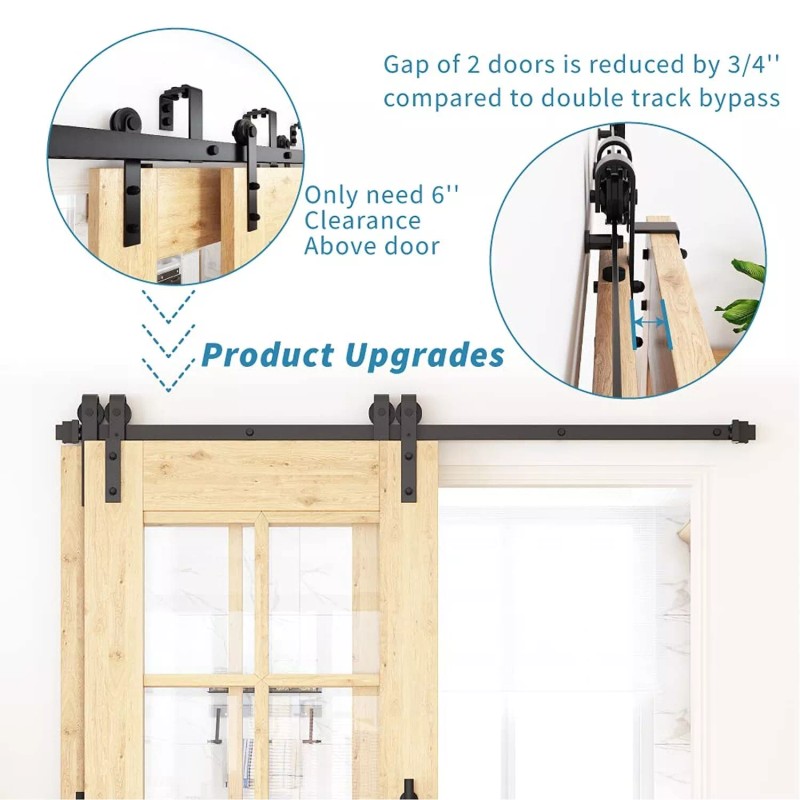 ZEKOO 6 FT Single Track Bypass Barn Door Hardware Kit,
