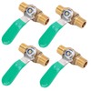 4pcs 1/4in Ball Valve Thicken Double External Thread Brass Drain