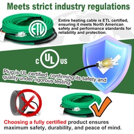 HEATIT Self Regulating Heating Cable Roof Deicing and Pipe freeze Protection Pipe Heat Cable for Metal And Plastic Pipes ETL Certified 120V 90FT