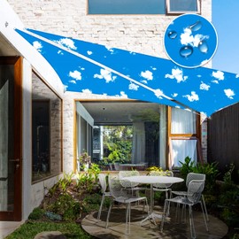 Windscreen4less Waterproof 7'x9'x 11.4' Triangle Sun Shade Sail Canopy Cover UV Blockage for Pergola Patio Deck Balcony Yard Outdoor (Sky Cloud)