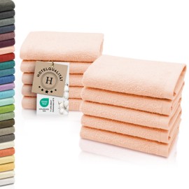 ZOLLNER Flannels, Set of 10, Soft and Absorbent, Washable up to 95 °C, Cotton, 30 x 30 cm, Apricot