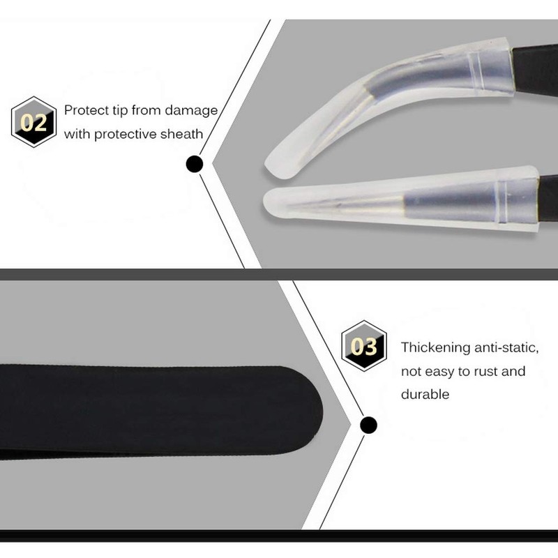 ZHIYE Precision ESD Anti-Static Tweezers, 7 pcs Stainless Steel Tweezers