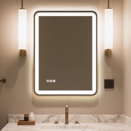 24"X32" LED Bathroom Mirror with Lights, Front and Rear Lighting, Stepless Dimmable, Lighted Mirror for Bathroom Wall with 3-Color Dimmable & Anti-Fog, Vanity Mirror with Lights, Shatter-Proof