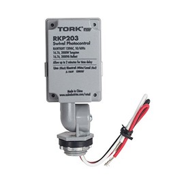 nsi INDUSTRIES TORK RKP203 - Fotocontrol giratorio para exteriores de 120 voltios con barra de ajuste de luz, controla la iluminación del anochecer al amanecer, compatible con incandescente/compacto