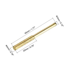 PATIKIL 4mm Diamond Chain Saw Sharpener 4pcs Titanium Plated Sharpener for Stone Polishing Polishing File Tool Golden Color