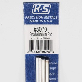 K&S Precision Metals 5070 Bendable Aluminum Rod, 3/32" & 1/8" X 12" Long, 4 Pieces per Pack, Made in The USA
