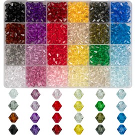 Melius Crystal Bicone Beads, 960Pcs Crystal Faceted Acrylic Beads 24 Colors Rainbow Loose Beads for Jewelry Making, DIY Bracelets, Necklaces, Curtain, Key Chains, Bracelets (8mm)