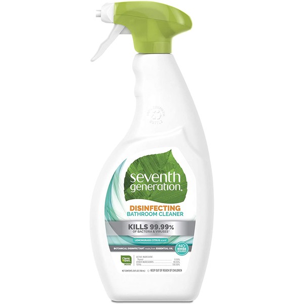 Seventh Generation Disinfecting Bathroom Cleaner, Lemongrass Citrus Scent, 26 oz (Packaging May Vary)