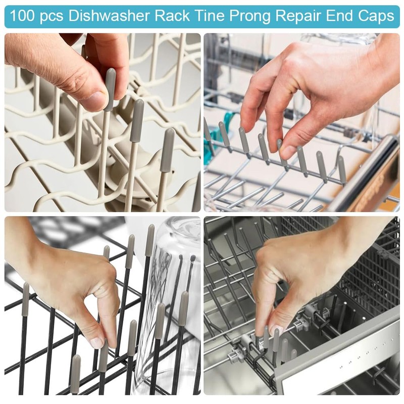 OIIKI 100 PCS Universal Dishwasher Rack Tine Prong Repair End
