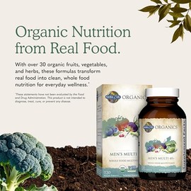 Garden of Life Organics Men's 40+ Multivitamin with Prostate Support, B12 & Vitamins – Vegan Daily Whole Food Multivitamin, Non-GMO, Certified Organic