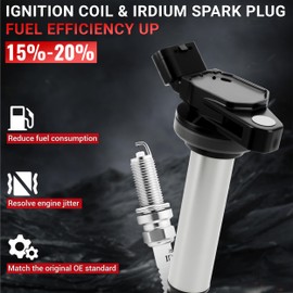 PZ Ignition Coil Pack and Iridium Spark Plugs Compatible with Toyota Corolla 2006-2025 Toyota Vios,Verso 2011-2025,Lexus CT200h 2011-2025,NX200 2014-2025 1.6L 1.8L 2.0L L4 Set of 4