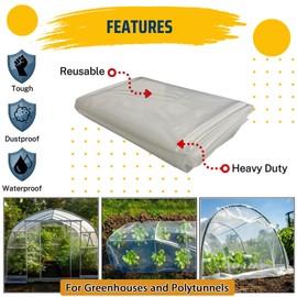 Plastic Sheeting Heavy Duty Thick 2M X 4M Thickened 0.75KG Clear Polythene Sheet Waterproof Garden Polytunnel Membrane Greenhouse Cover Dust Sheet Gardening Grow Insulation Building Rubble Protection