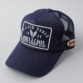 Avilex U.S Navy Military Patch 6 Panel Mesh Cap, Hat, Men's MA-1 Military Cap, American Casual, Summer, Low Cap, Patch, Baseball Cap, Logo, A.F.BASE Indigo