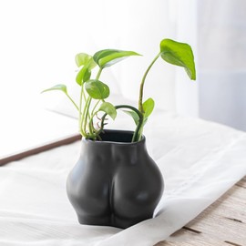 Youfui Funny Pen Holder Body Shaped Succulent Planter Small Indoor Outdoor Plant Pot, Makeup Brush/Toothbrush Holder Home Decor School Office Gifts Desk Organizer (Black)