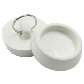 Auvotuis 2Pcs Rubber Drain Stopper Fits 1-1/2 Inch to 1-5/8 Inch, Bathtub Drain Plug with Hanging Ring, Rubber Sink Stopper Drain Plug for Bathtub, Kitchen and Bathroom (White)