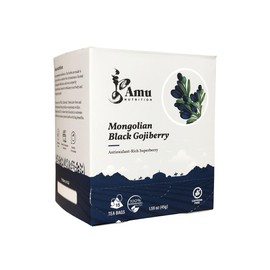 Amu Nutrition Mongolian Black Wolfberry Goji Berry Tea- Loose & Teabags, Wild foraged, Perfect for adding on cocktail (Teabags)