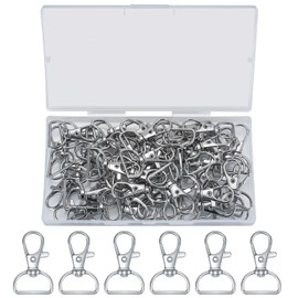 MMDBD Pack of 50 Key Chains, D Rings, Key Ring, Carabiner Hook, Split Rings, Key Ring Carabiner Twist Lock for DIY Hanging Jewellery Making, silver