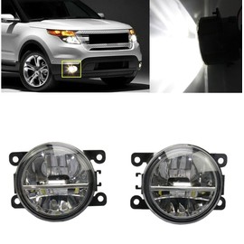 Pair of 80W LED Bumper Lamp Fog Light Compatible with Nissan Frontier Armada Titan Xterra PC Lens FIT OE 4F9Z15200AA FO259221