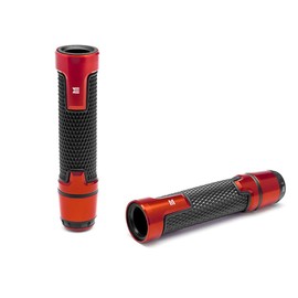 Motorbike Hand Grips & Bar Ends for 22mm 7/8-inch Handlebars with Enhanced Comfort and Style - Light Red Anodised Aluminium and Rubber | Suitable for all Street Motorcycles and Road Bikes | 2 PCS