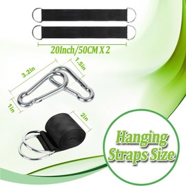 Taeku Swing Attachment, 1 Pair Tear-Resistant Polyester Hammock Hanging Chair Attachment Cable Pull Suspension Straps with 2 Carabiners for Fitness Camping Picnic Outdoor (25 cm)