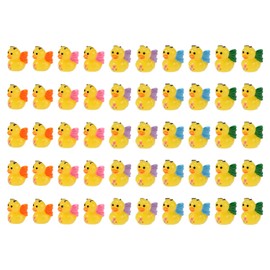 50pcs Easter Butterfly Resin Duck, Easter Mini Resin Duck Miniature Resin Animals Little Resin Ducks Tiny Duck for Garden Easter Basket Stuffers And Party Favors for Easter Decor