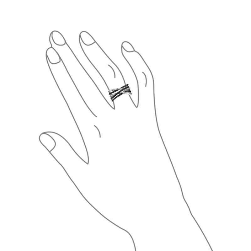 Crossover Statement Criss Cross Two Tone Black White Pave AAA