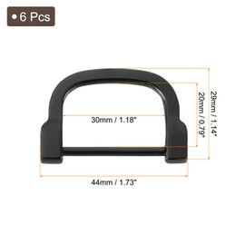 QUARKZMAN D-Rings Screws in Shackle, 6 Pieces 0.79 Inch Zinc Alloy Horseshoe U Shape D-Ring Buckles for Purse DIY Leather Craft Key Chain, Black, silver