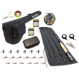 Wild Water Fly Fishing Deluxe 5 Weight 8 Foot, 4 Piece Fly Fishing Starter Package
