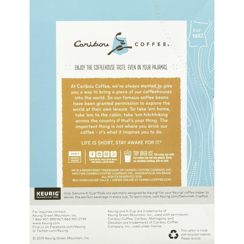 Caribou Coffee Caribou Blend, Single Serve Coffee K-Cup Pod, Medium