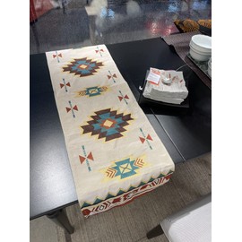"Create a Stylish Camping Scene" Ortega Design Table Runner, Camping Outdoor, Native Pattern, Lunch Mat, Table Mat, Table Mat, Cafe, Tent, 13.8 x 47.2 inches (35 x 120 cm)