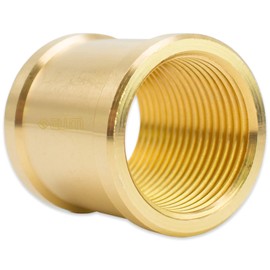Double Sleeve Female Thread Fitting Pipe Fitting Outlet Adapter Screw Fitting Thread Fitting Industrial Quality - Made in Italy (Brass, 1 Inch Inner Thread x 1 Inch Female Thread)