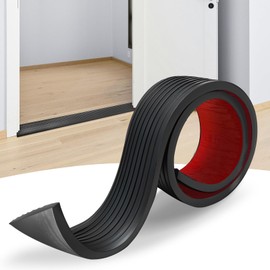 Threshold Ramps for Doorways Self-Adhesive Natural Rubber Power Wheelchair Ramp Adjustable & Cuttable, for Doorways,Sweeper, Power Scooters, Bathroom (Black, 2” Wide x 3.3' Long)