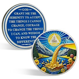 CHURYUML 1 Year Sobriety Coin One Year AA Sobriety Chip Unique Sober Coin Sobriety Gifts Recovery Medallions Alcoholics Anonymous Token Sober Gift for Men and Women Celebrating Sobriety