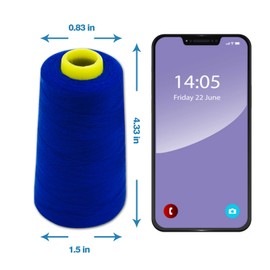 Blue Serger Thread, All-Purpose Thread for Sewing, Polyester, 4 Cones of 3000 Yards Each Spool for Sewing Machine