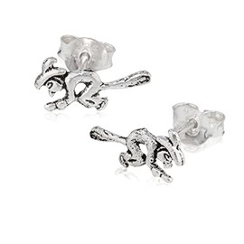 NKlaus Pair of witch stud earrings, 925 silver, 12 x 6 mm, gothic earrings, amulet 12372, Sterling Silver