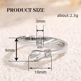 XENQITO 1 x Hug Ring, Women's Adjustable Ring, Premium Hug Rings, Engagement Ring, Open Rings for Women, Metal