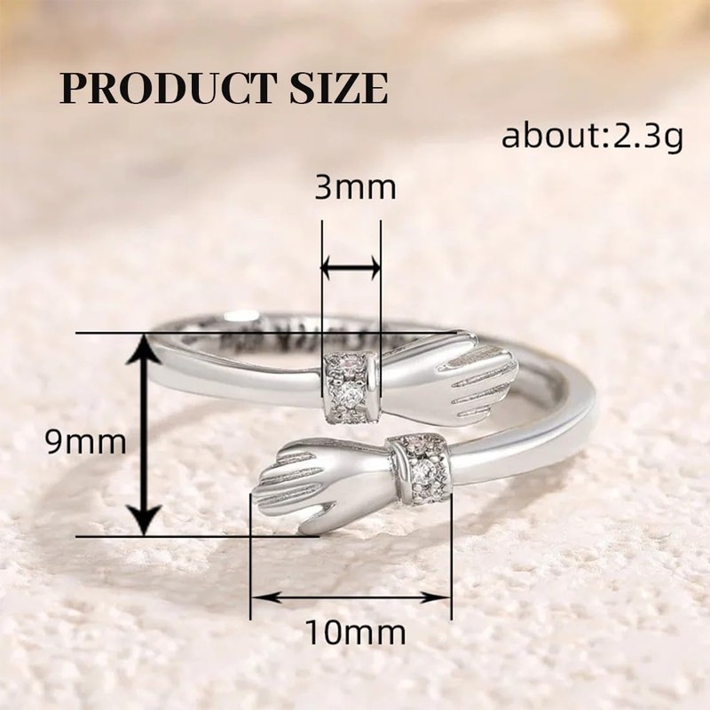 XENQITO 1 x Hug Ring, Women's Adjustable Ring, Premium Hug