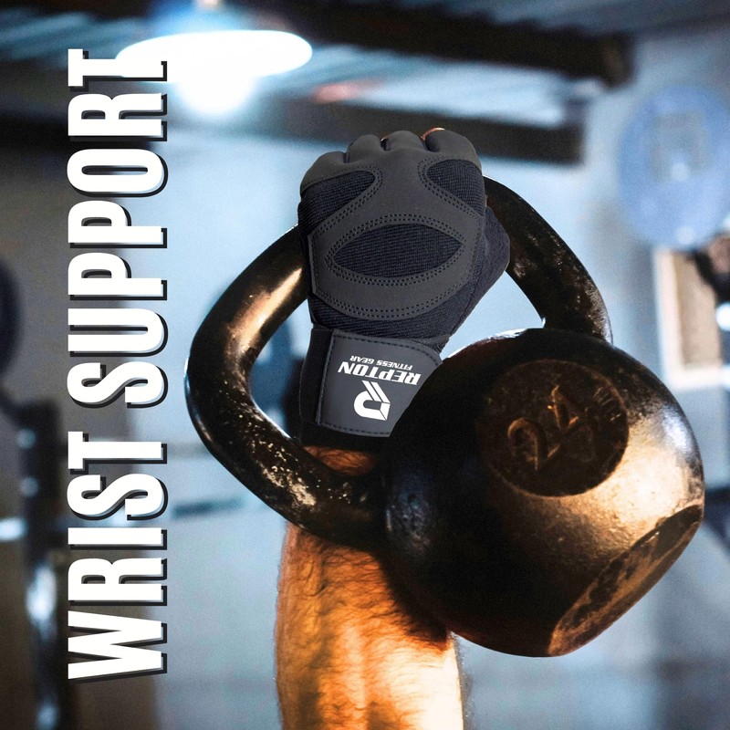Repton Fitness Gears Gym Gloves with Wrist Strap, Weight Lifting