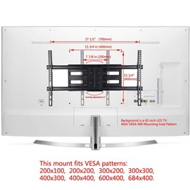 VideoSecu Large Heavy Duty Tilt Swivel Cantilever Retractable TV Wall Mount Dual Arm for Flat Panel TVs Extension 16 inch MW380B3 CT0