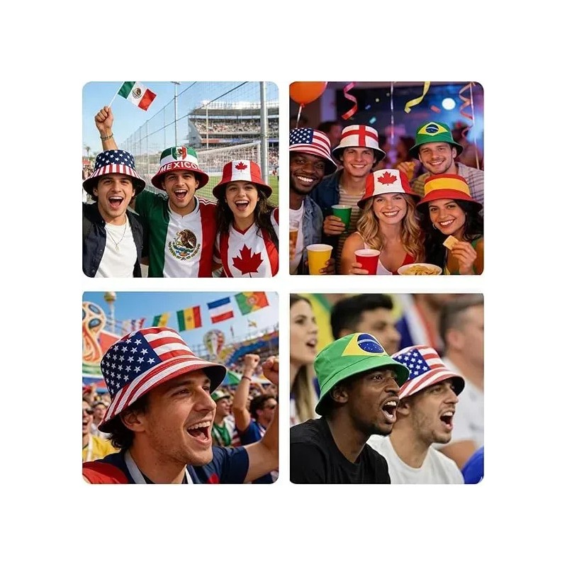Sombrero Pescador Bucket Hat de México para Fanáticos del Mundial,