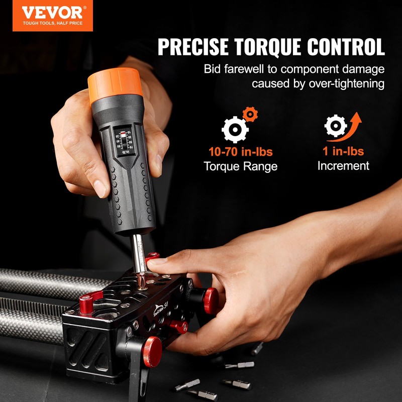 VEVOR 1/4" Drive Torque Screwdriver Wrench Set | 10-70 in-lbs