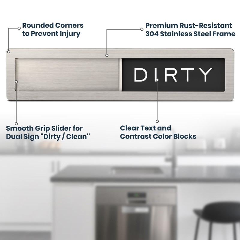 Dishwasher Clean Dirty Sign-Stainless Steel Clean Dirty Magnet for Dishwasher