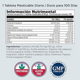 KAL Papaya-Zyme Papaya Enzimas Digestivas Apoyo a la Digestión y la Absorción de Nutrientes - Suplementos Alimenticios Para Mujer & Hombre - Digestive