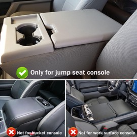 Center Console armrest Cover Compatible with Ford F150 2015-2024 and F250 F350 F450 2017-2024 Leather arm Rest lid Middle Console armrest Cover Accessories(for 40/20/40 Jump Seat Console)(Grey)