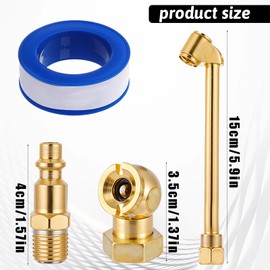 2-Way Connection Air Chuck Set, 1/4 Inch Dual Head Air Chuck Closed Ball Tire Chucks with 1/4 Inches NPT Male Quick Plug Heavy Duty Fill Kit for Tire Inflator Gauge and Compressor Attachments, 5 Pcs