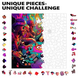 Wooden Jigsaw Puzzle for Adults - Challenging 300 Piece Puzzle with Cool Shapes - Groovy Adult Poker Puzzle Art - Adult Collection (Poker Palooza)