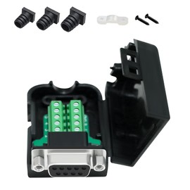 DTECH DB9 Breakout Connector DB-9 Female RS232 Serial Adapter Solderless Module Board with Terminal Block, Case, Nuts and Tail Pipes (DB9 Female + Nuts)