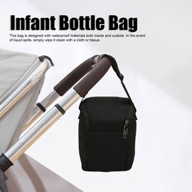 Leakproof Insulated Bag for Baby Bottles, Detachable Hook, Waterproof Storage Bag for Nursing Moms, Daycare, Black
