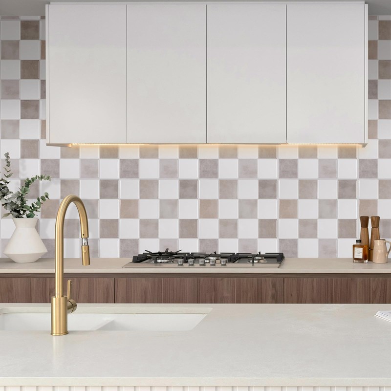 WalDecoo Square Tile Stick on for Kitchen, 3D Mosaic Tile
